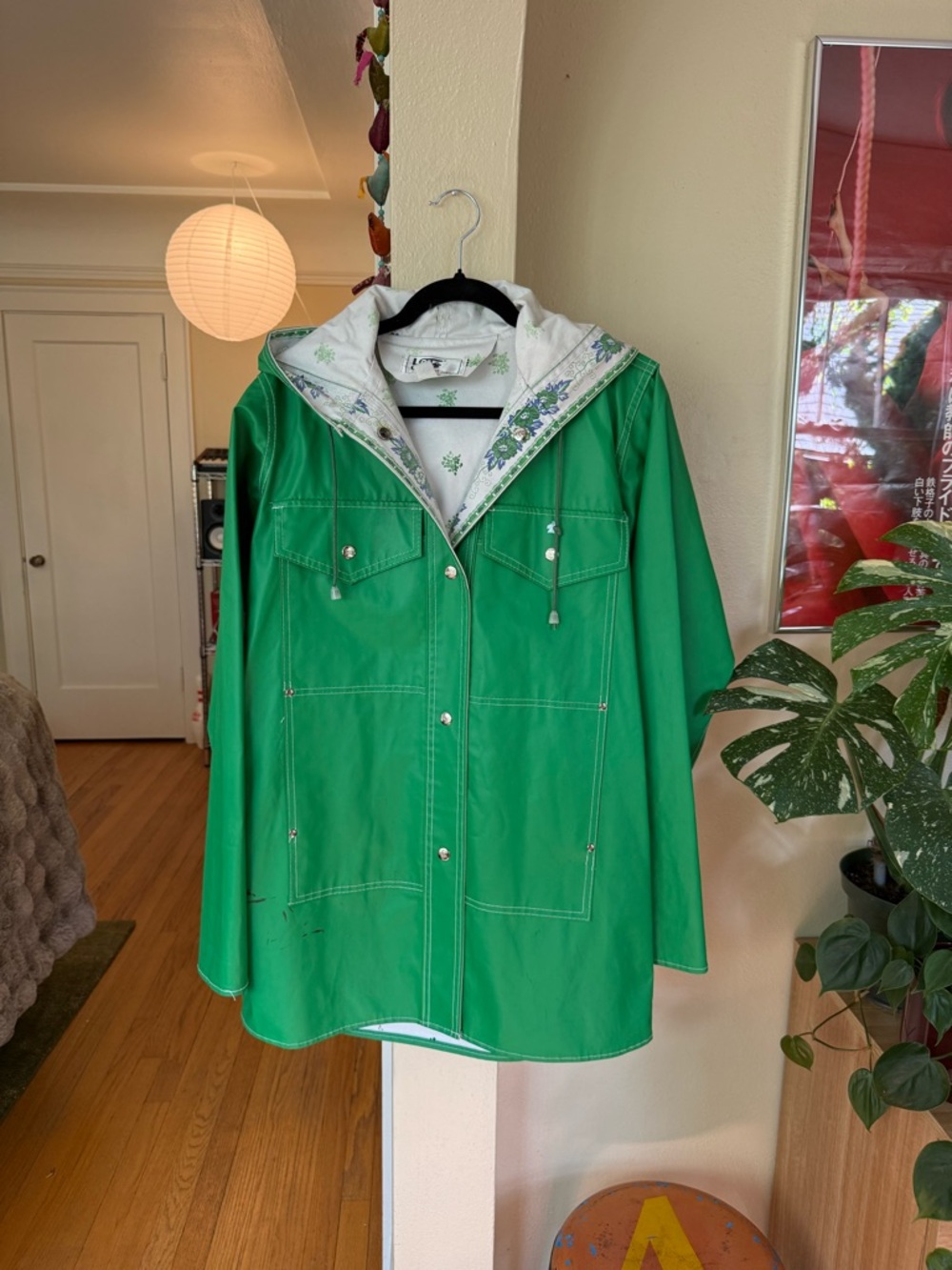 Vintage 70s Kelly Green Lot One Rain Coat